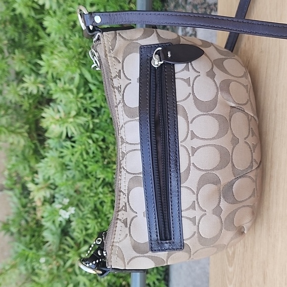 Coach Khaki Signature Sateen w/Front Pocket Top Zip Crossbody Bag - Picture 4 of 15